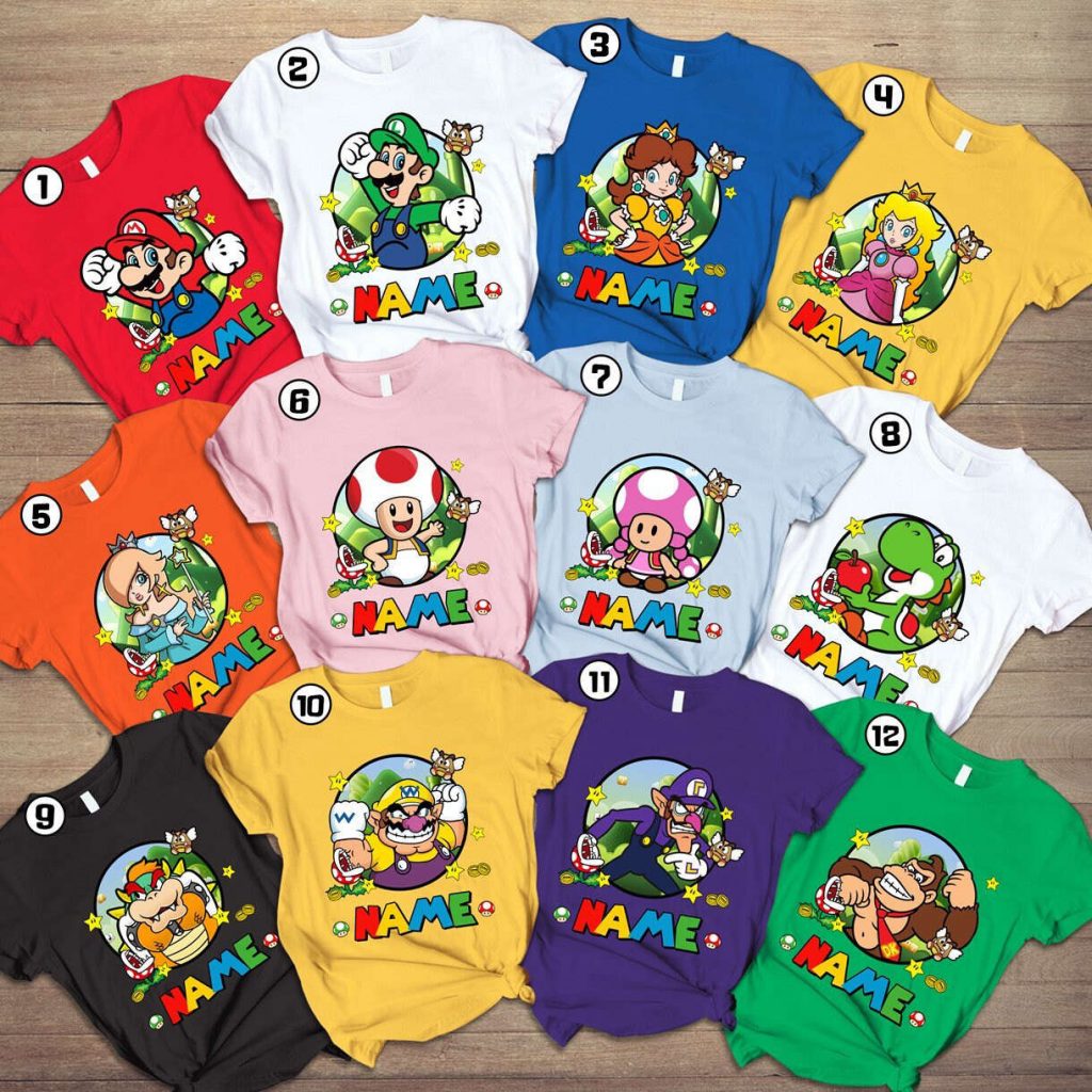 Custom Super Mario Family Birthday Shirt - Matching Squad &Amp; Costume Tees 2