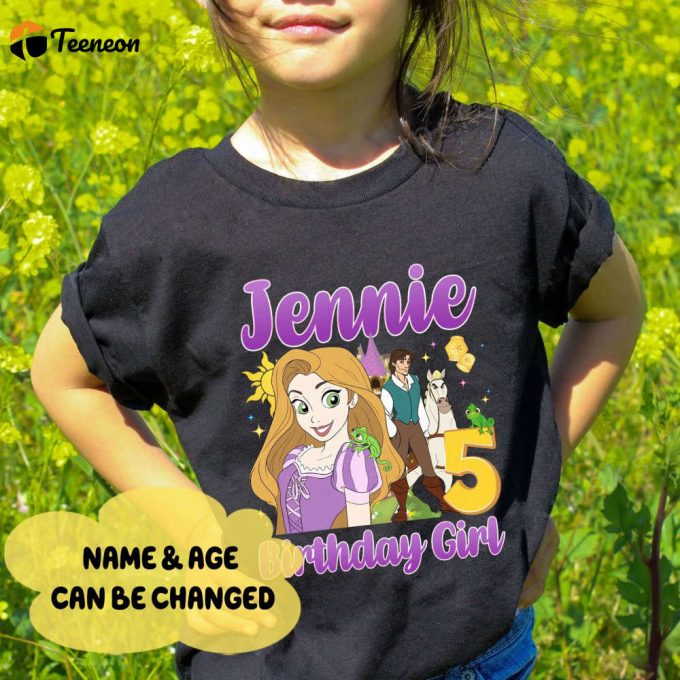 Custom Tangled Rapunzel Princess Birthday Shirt - Perfect For Princess Birthday Girl &Amp;Amp; Family Celebrations! 1