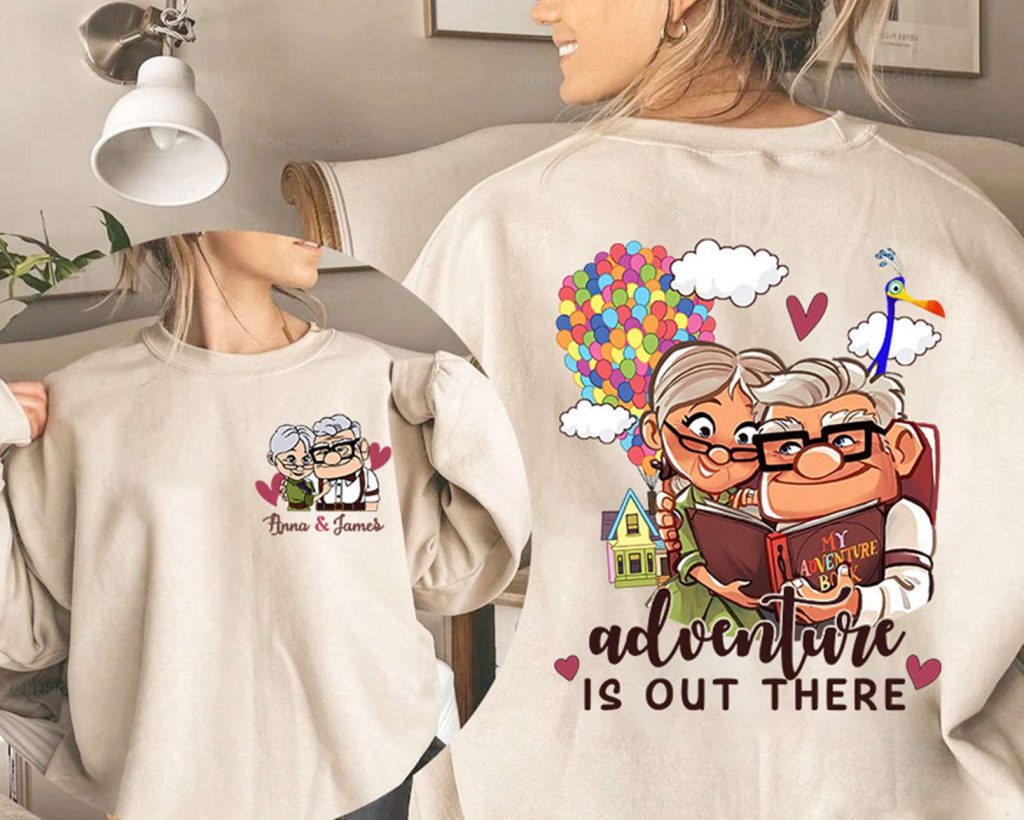 Custom Up Carl &Amp; Ellie Adventure Shirt Personalized Couple Pixar Disneyland Movie Tee 2