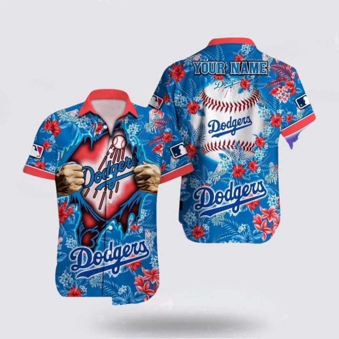 Customized Mlb Los Angeles Dodgers Hawaiian Shirt Tropical Pattern For Fan Mlb 2