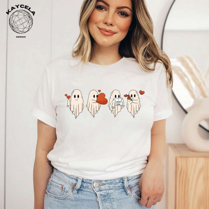 Cute Valentine Ghost Shirt - Adorable Ghosts Tshirt For Valentine S Day - Perfect Matching Shirt - Unique Valentine Gift For Her - Funny Valentines Tee - Retro Valentines Day Attire 2