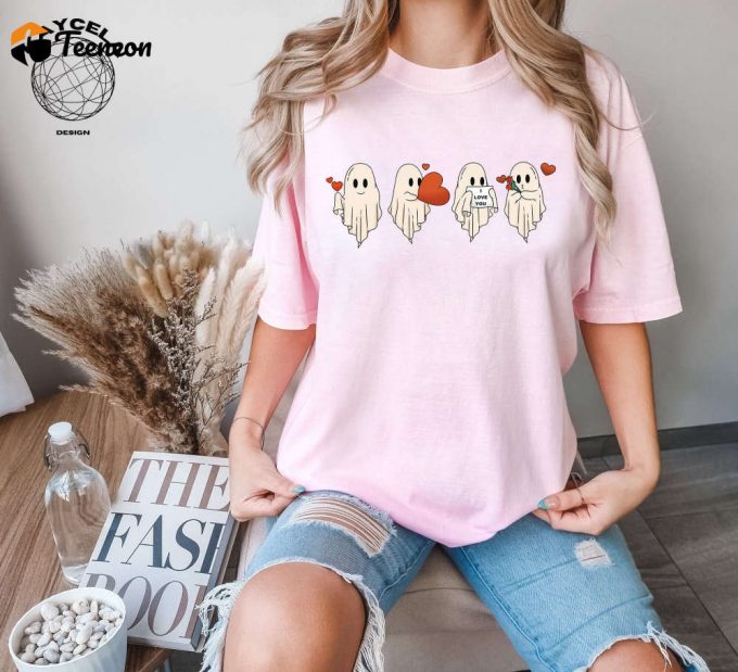 Cute Valentine Ghost Shirt - Adorable Ghosts Tshirt For Valentine S Day - Perfect Matching Shirt - Unique Valentine Gift For Her - Funny Valentines Tee - Retro Valentines Day Attire 1