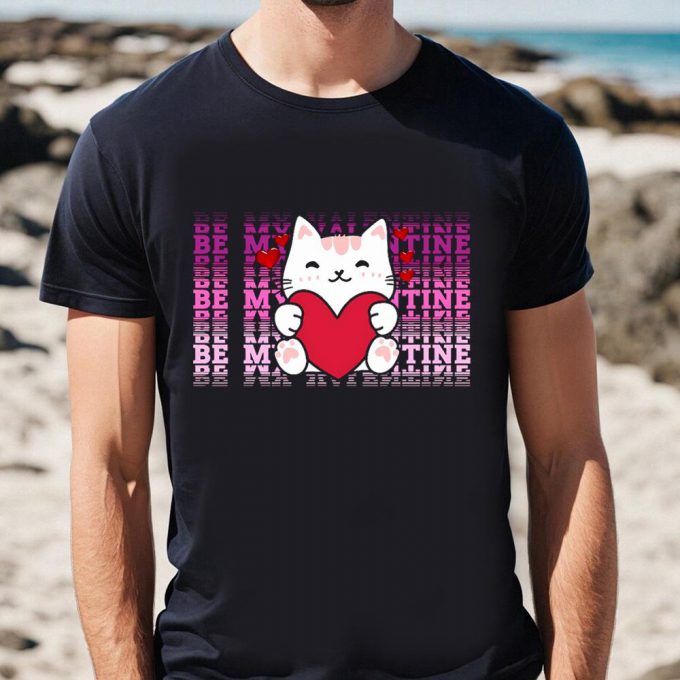 Cute Valentines Day Shirts, Happy Valentine Day Cat Will You Be My Valentine T-Shirt 3