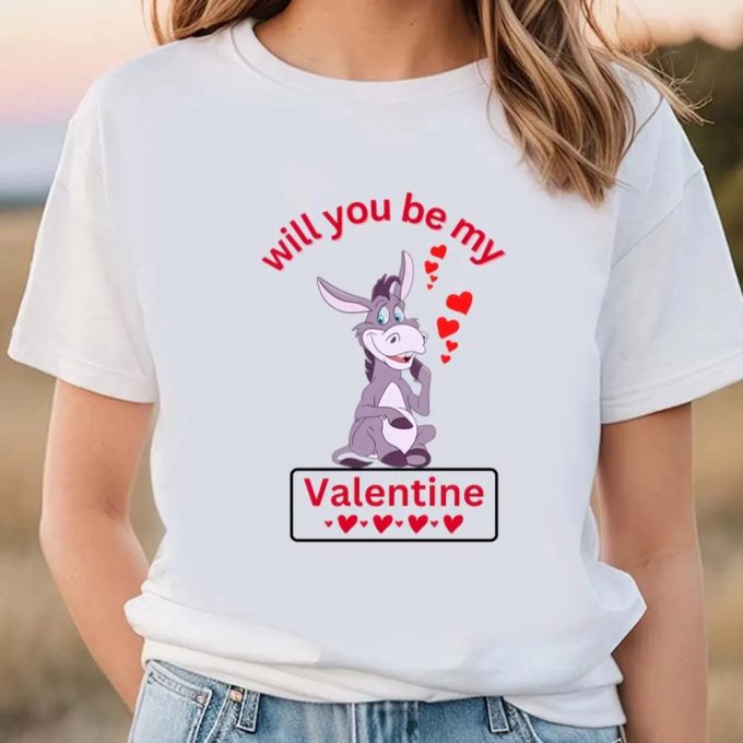 Cute Valentines Day Shirts, Happy Valentine Day Donkey Will You Be My Valentine T-Shirt 2