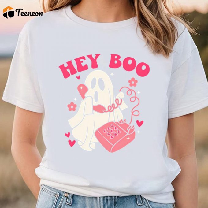 Cute Valentines Day Shirts, Hey Boo Valentine T-Shirt 1