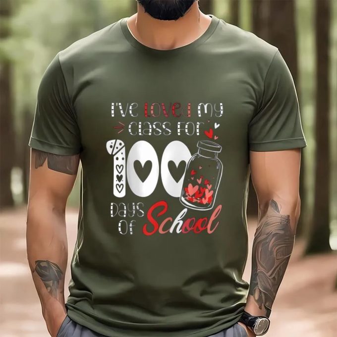 Cute Valentines Day Shirts, I Loved My Class For 100 Days Of School Valentine’s Day Red Heart T-Shirt 2