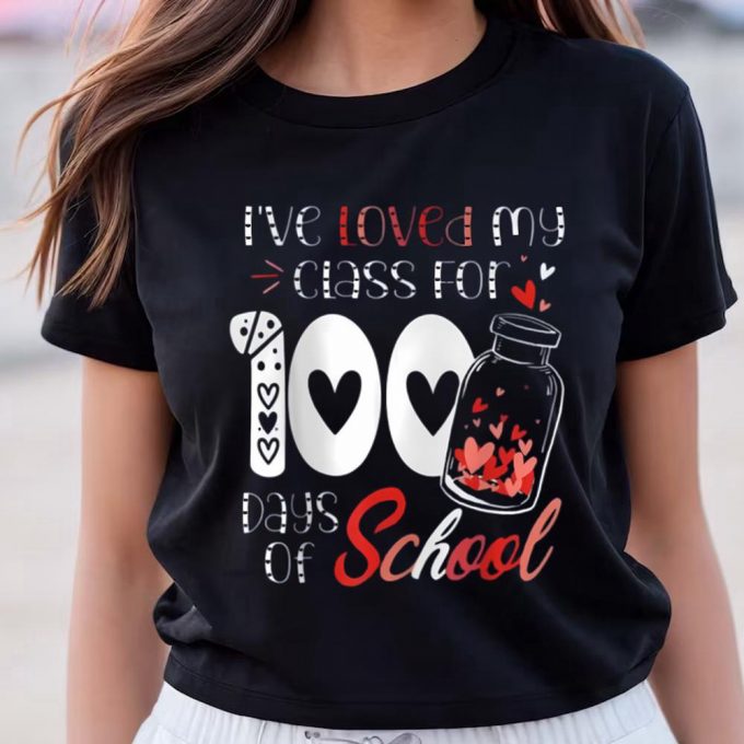 Cute Valentines Day Shirts, I Loved My Class For 100 Days Of School Valentine’s Day Red Heart T-Shirt 3