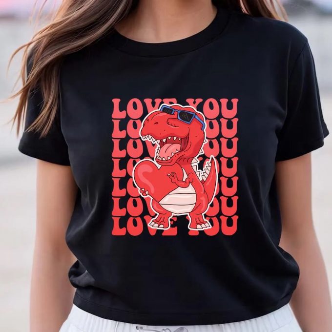 Cute Valentines Day Shirts, I Steal Hearts Dinosaur Trex Valentines Day T-Shirt 2