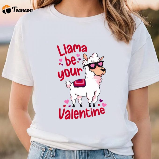 Llama Be Your Valentine Funny T-Shirt - Cute Valentines Day Shirts 1