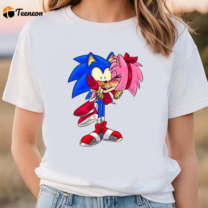 Cute Valentines Day Shirts, Love Or In Love Amy Rose And Sonic Valentines T-Shirt 1