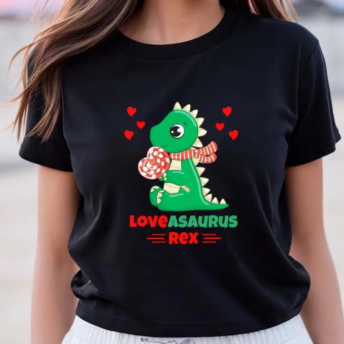 Cute Valentines Day Shirts, Loveasaurus Rex Valentine Day Dinosaur Lovers T-Shirt 2