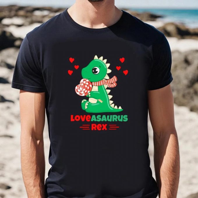 Cute Valentines Day Shirts, Loveasaurus Rex Valentine Day Dinosaur Lovers T-Shirt 3