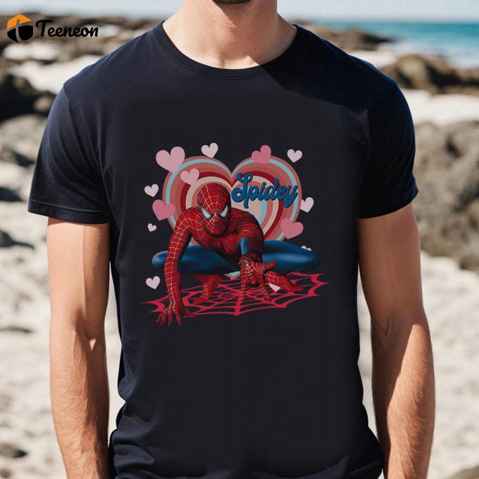 Cute Valentines Day Shirts, Marvel Spiderman Spidey Heart Valentines Shirt 1