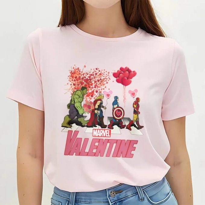 Cute Valentines Day Shirts, Marvel Valentine Sweatshirt, Avengers Bbey Road Unisex T-Shirt 2