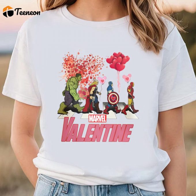 Cute Valentines Day Shirts, Marvel Valentine Sweatshirt, Avengers Bbey Road Unisex T-Shirt 1