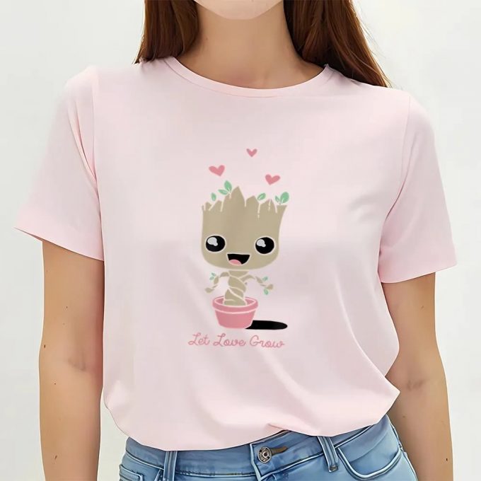 Cute Valentines Day Shirts, Marvel Valentine’s Day Groot Let Love Grow T-Shirt 3