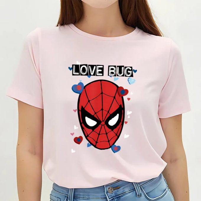 Cute Valentines Day Shirts, Marvel Valentine’s Day Spiderman Love Bug T-Shirt 2