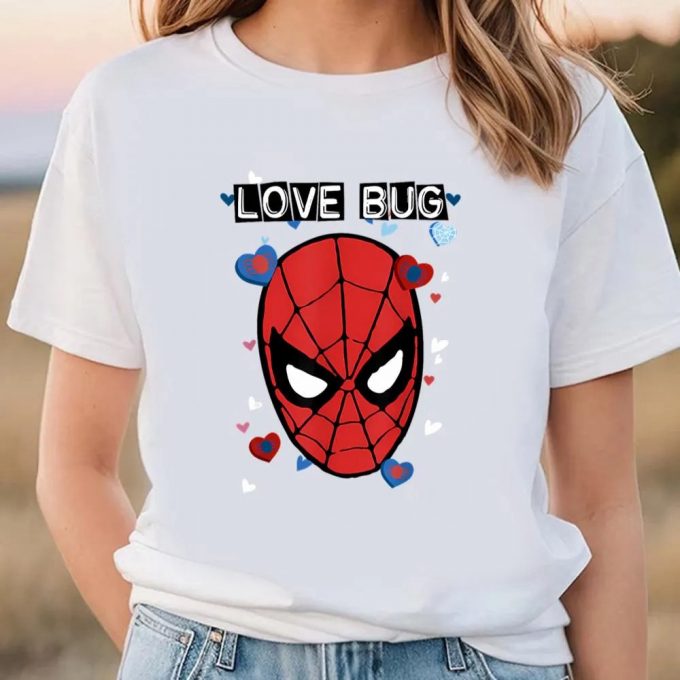 Cute Valentines Day Shirts, Marvel Valentine’s Day Spiderman Love Bug T-Shirt 3