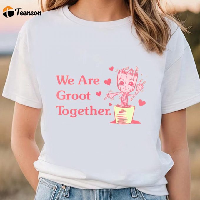 Cute Valentines Day Shirts, Men’s Marvel We Are Groot Together Valentine T-Shirt 1