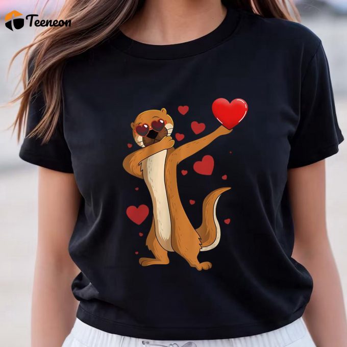 Cute Valentines Day Shirts, Otters Funny Dab Dance Valentine Day Sea Otter Lover T-Shirts 1