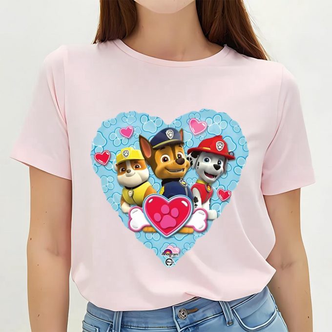 Cute Valentines Day Shirts, Paw Patrol Boys Heart Valentines Day Balloon Shirt 2