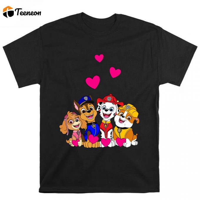 Cute Valentines Day Shirts, Paw Patrol Heart Valentines Day Shirt 1