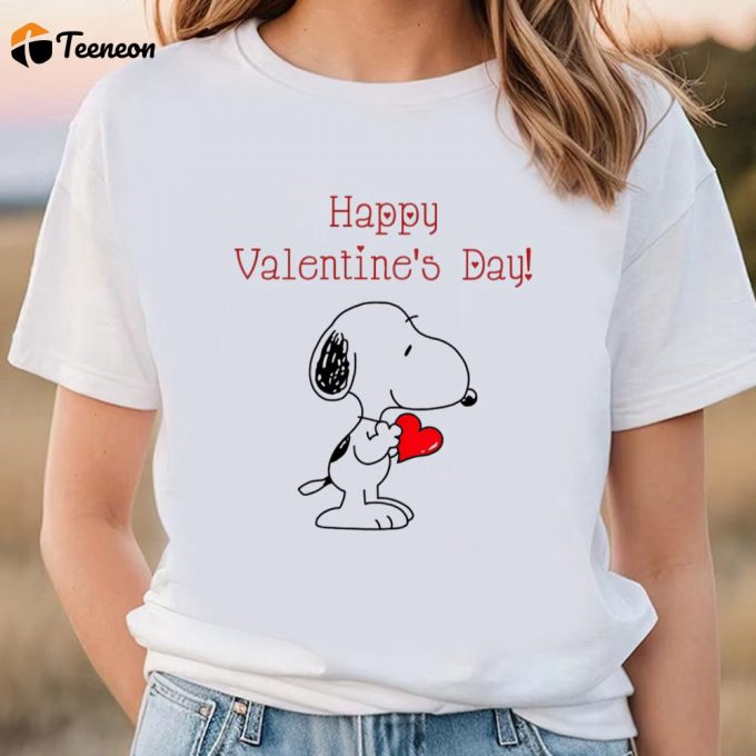 Cute Valentines Day Shirts, Peanuts Snoopy Happy Valentines Day Shirt 1