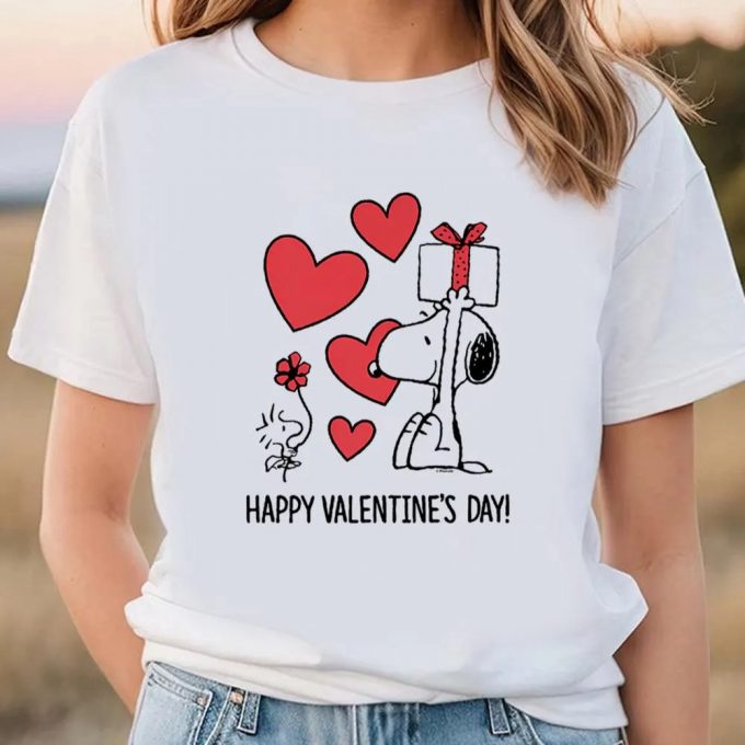 Cute Valentines Day Shirts, Peanuts Snoopy Happy Valentines Day T-Shirt 3