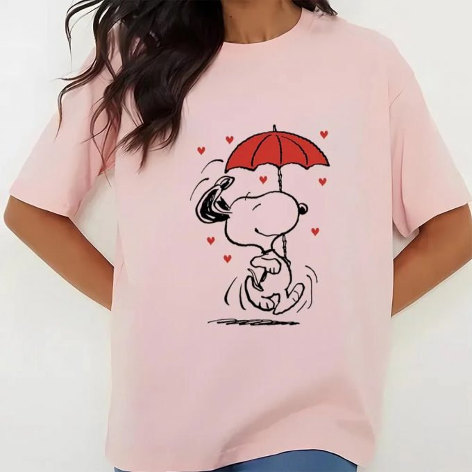 Cute Valentines Day Shirts, Peanuts Snoopy Raining Hearts Valentine T-Shirt 2