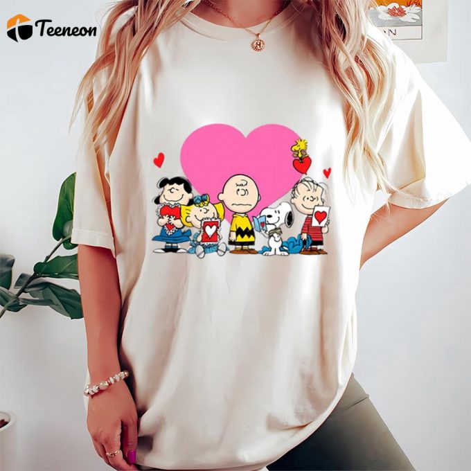 Cute Valentines Day Shirts, Peanuts Snoopy Valentine Day Sleeve Shirt 1