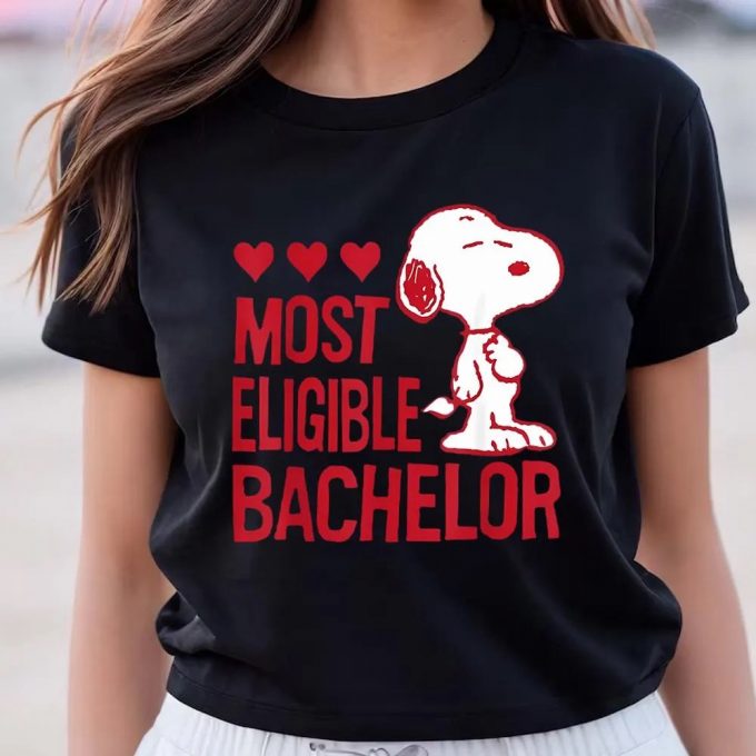 Cute Valentines Day Shirts, Peanuts Snoopy Valentine’s Bachelor T-Shirt 2