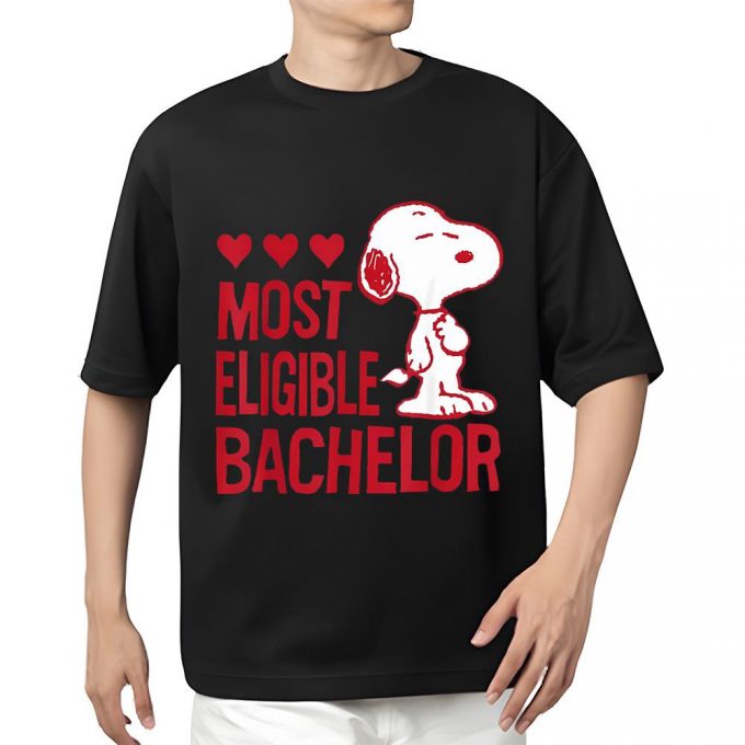 Cute Valentines Day Shirts, Peanuts Snoopy Valentine’s Bachelor T-Shirt 3