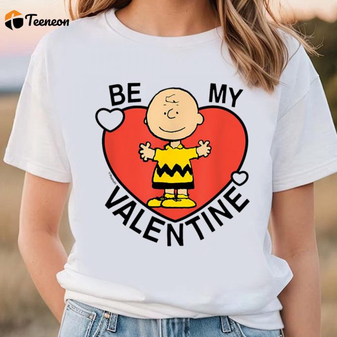 Cute Valentines Day Shirts, Peanuts Valentine Charlie Brown Heart T-Shirt 1