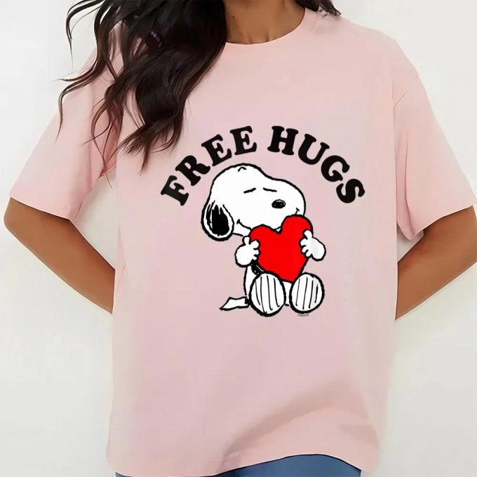 Cute Valentines Day Shirts, Peanuts Valentine Free Snoopy Hugs T-Shirt 2