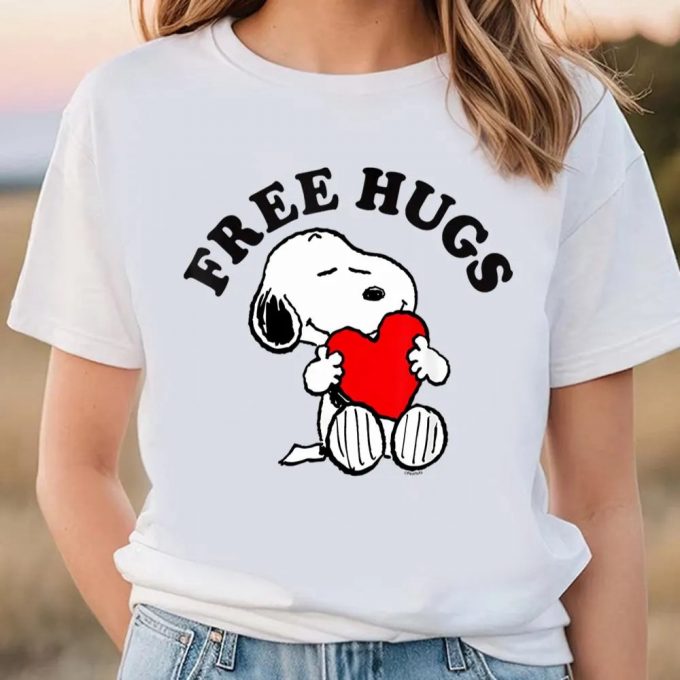 Cute Valentines Day Shirts, Peanuts Valentine Free Snoopy Hugs T-Shirt 3