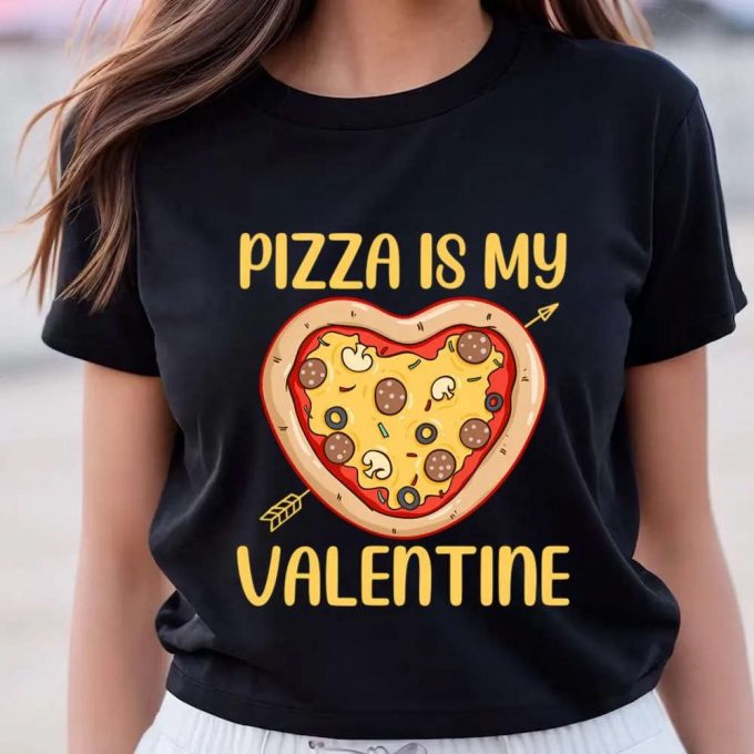 Cute Valentines Day Shirts, Pizza Is My Valentine Funny Valentines Gifts Boys T-Shirt 3