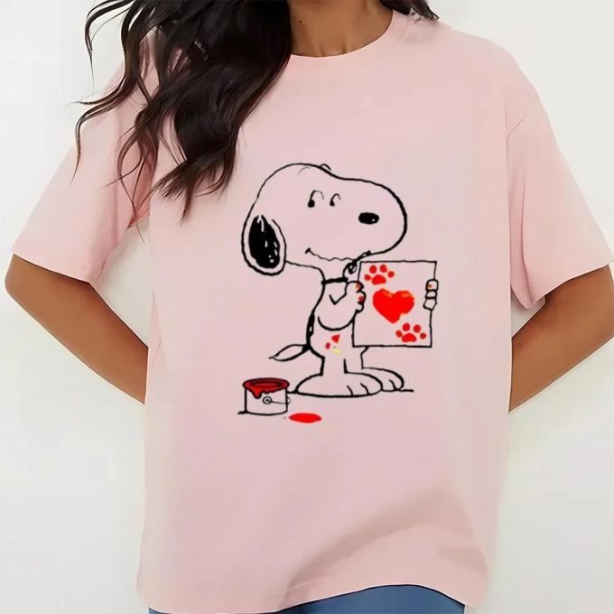 Cute Valentines Day Shirts, Snoopy Draw Love In Valentine Day Snoopy Valentine T-Shirt 2