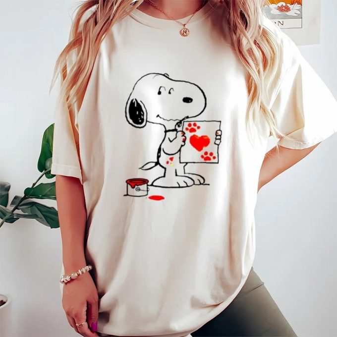 Cute Valentines Day Shirts, Snoopy Draw Love In Valentine Day Snoopy Valentine T-Shirt 3