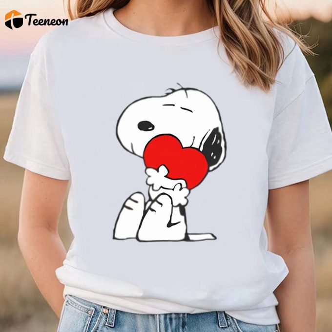 Cute Valentines Day Shirts, Snoopy Heart Hugs Valentines T-Shirt 1