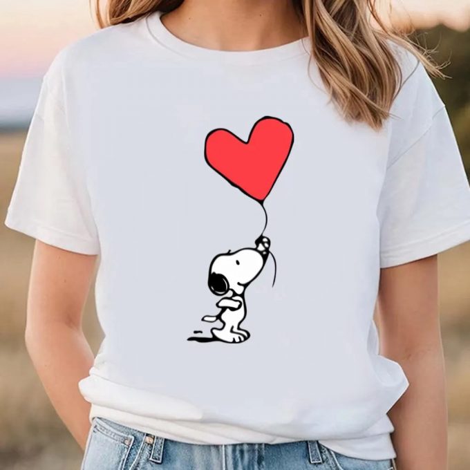 Cute Valentines Day Shirts, Snoopy Heart Valentine Balloon Shirt 2