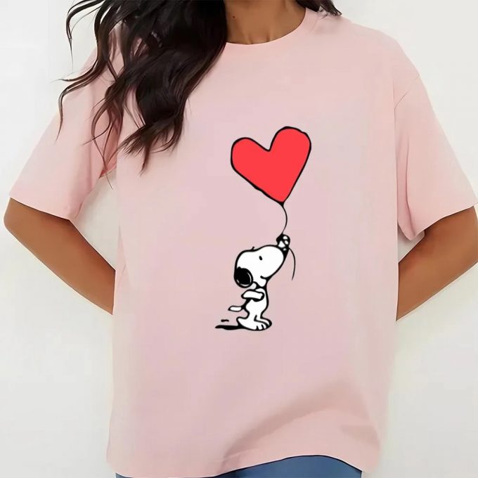 Cute Valentines Day Shirts, Snoopy Heart Valentine Balloon Shirt 3