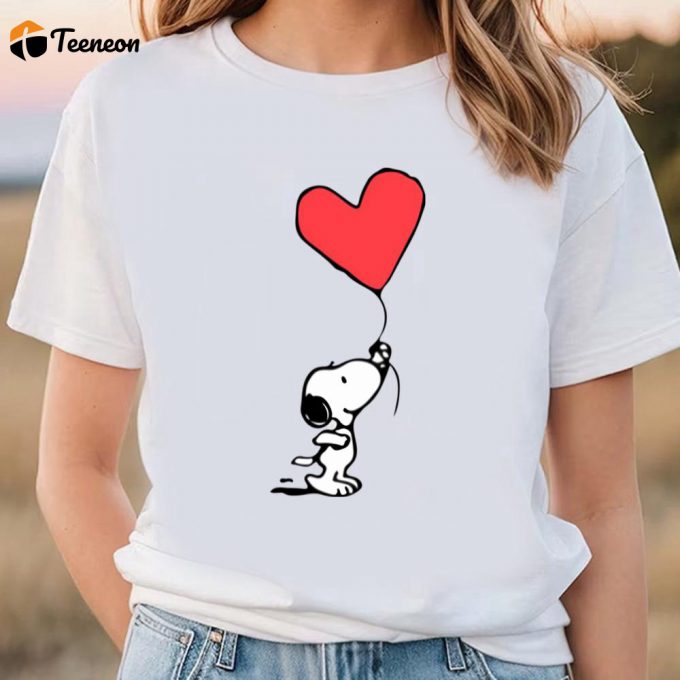 Cute Valentines Day Shirts, Snoopy Heart Valentine Balloon Shirt 1