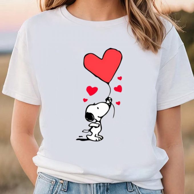 Cute Valentines Day Shirts, Snoopy Heart Valentine’s Day Balloon Snoopy Love Shirt 2