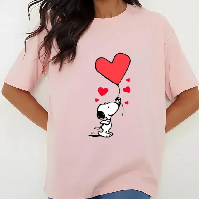 Cute Valentines Day Shirts, Snoopy Heart Valentine’s Day Balloon Snoopy Love Shirt 3