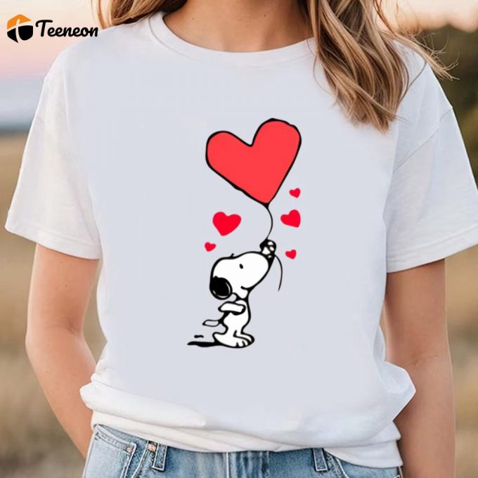 Cute Valentines Day Shirts, Snoopy Heart Valentine’s Day Balloon Snoopy Love Shirt 1