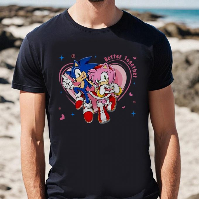 Cute Valentines Day Shirts, Sonic And Amy Rose Couple Shirt, Sonic Valentines Shirt 2