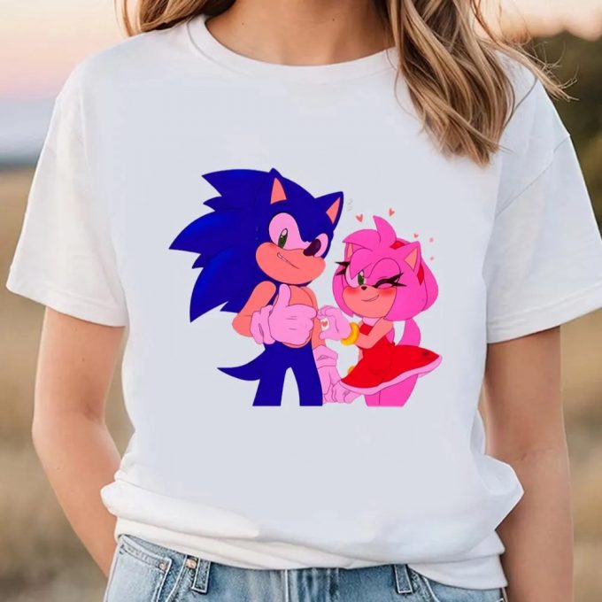 Cute Valentines Day Shirts, Sonic And Amy Rose Couple Shirt, Sonic Valentines Shirt, Sonic The Hedgehog Couple Shirt 2