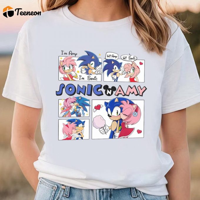 Cute Valentines Day Shirts, Sonic And Amy Rose Shirt, Sonic Valentines Shirt 1