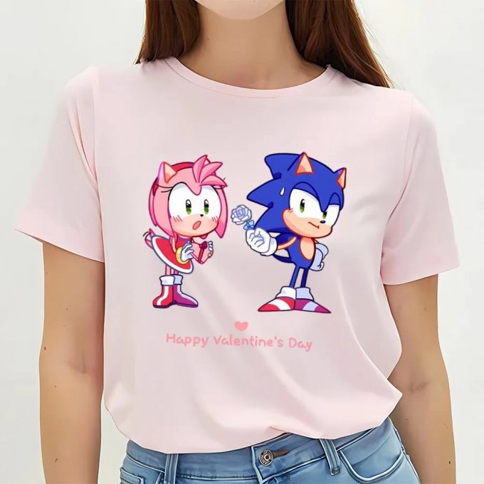 Cute Valentines Day Shirts, Sonic The Hedgehog Amy Rose Love Girls T-Shirt 2