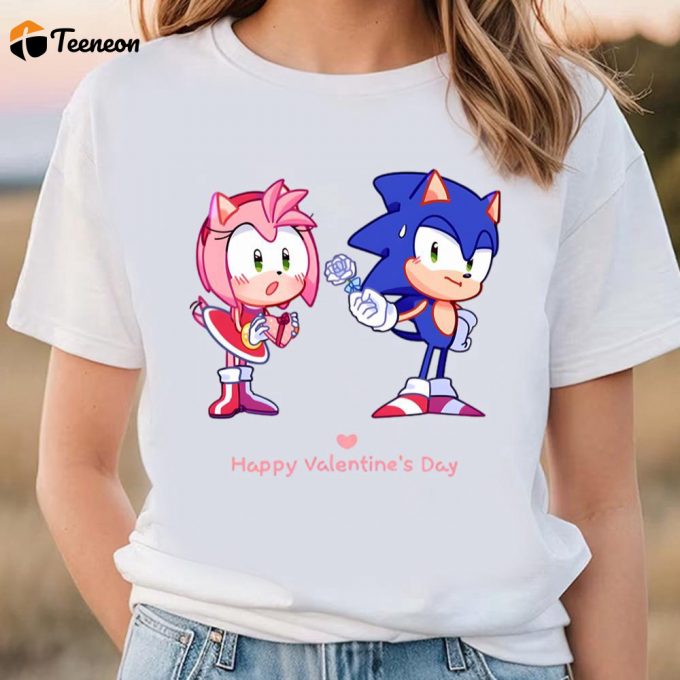 Cute Valentines Day Shirts, Sonic The Hedgehog Amy Rose Love Girls T-Shirt 1